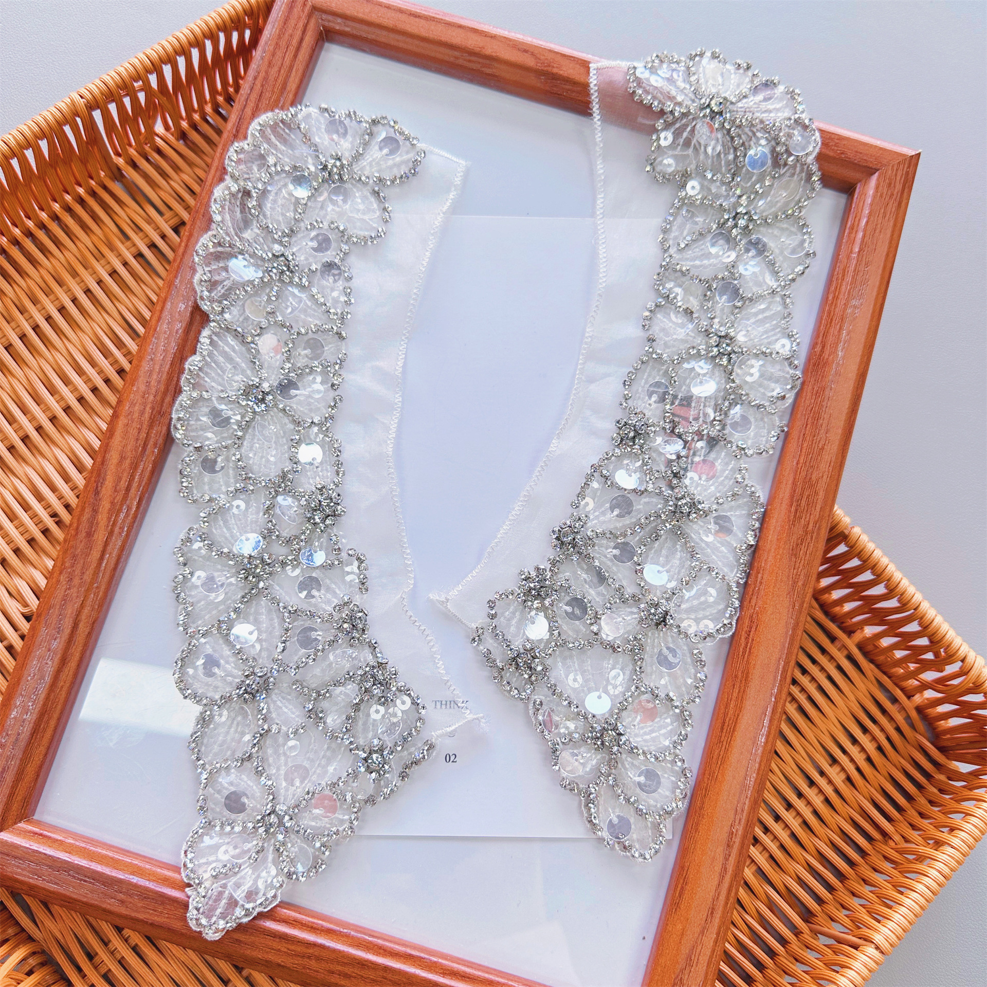 Productos semiacabados con cuentas de malla collar flor bordado tridimensional collar asiento accesorios de flores DIY bordado vestido de novia collar image 6