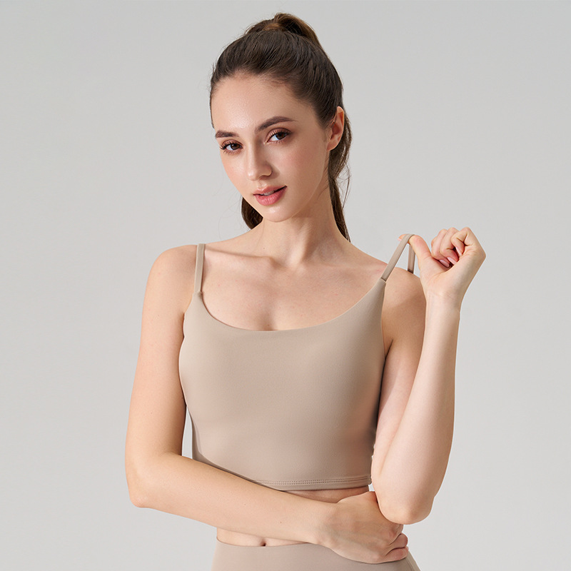 Hangar ropa interior deportiva cintura cojín de pecho sexy belleza de espalda sujetador de fitness desnudo fuera de vestir pilates ropa de yoga superior mujer