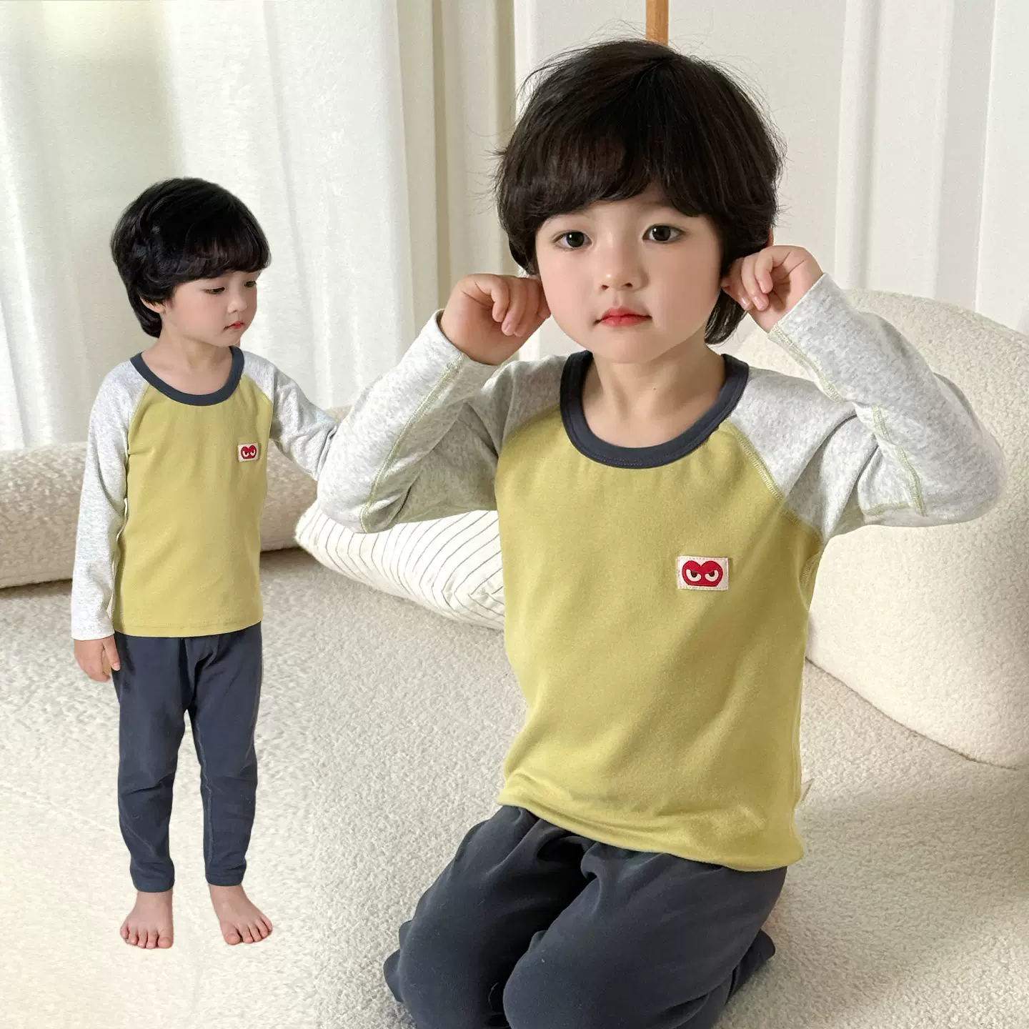 【7A抗菌】儿童秋衣秋裤套装纯棉男童保暖衣A类内衣2025新款男孩
