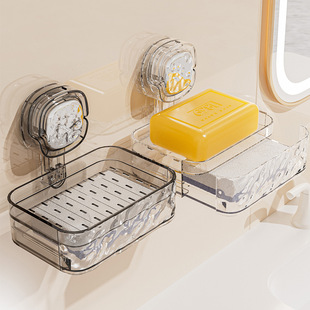 Water Bellows Sucker Soap Box Wall-Mounted Non-Punch Household Toilet Bathroom Drain Storage Wall-Mounted Rack