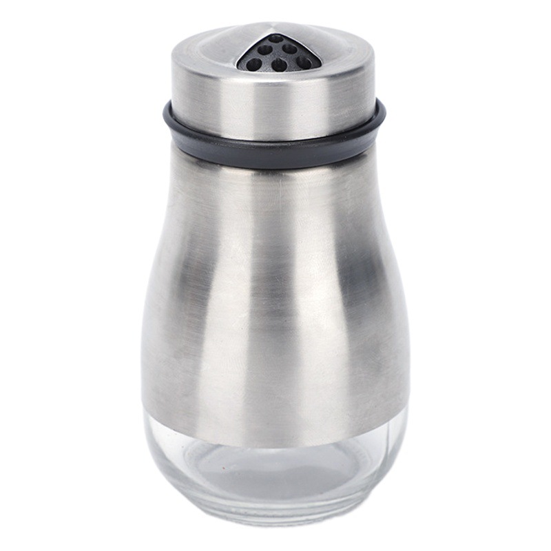 Botella de condimento de acero inoxidable al por mayor Botella de pimienta de sal Botella de pimienta giratoria Botella de condimento de vidrio de cocina multifuncional