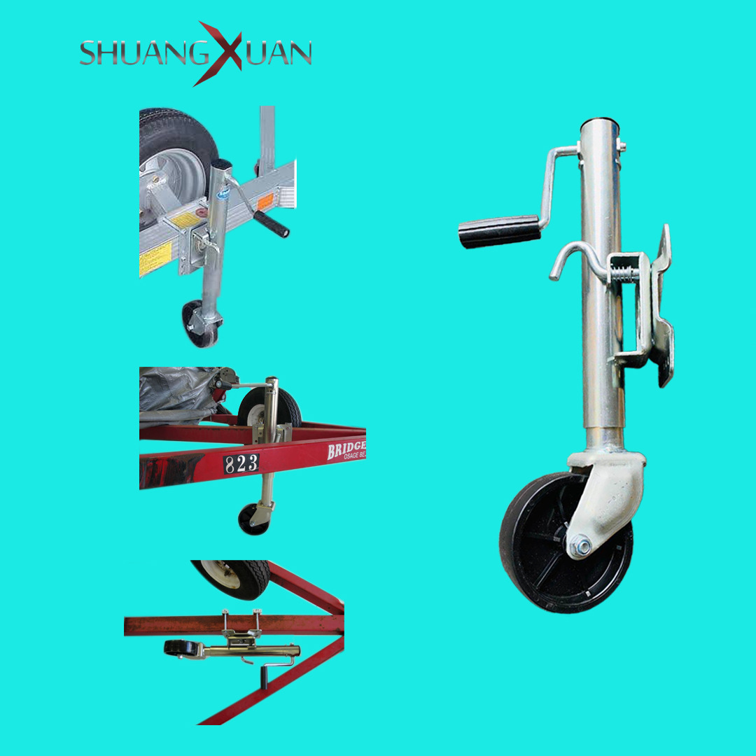 Venta caliente exterior de 6 pulgadas remolque americano Jack 1200 libras galvanizado lado sacudida rueda guía RV