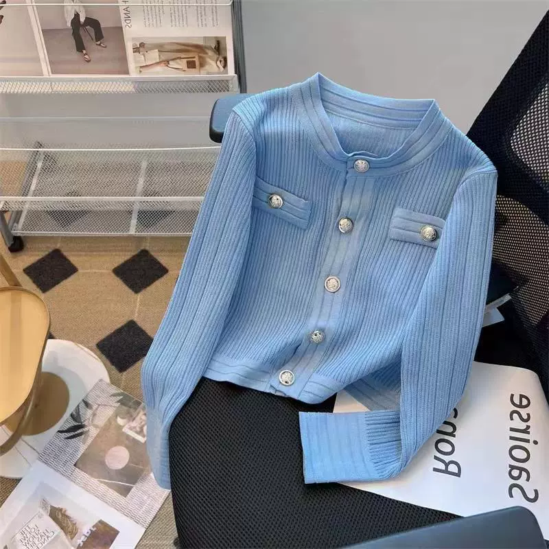 Трансграничный внешний трикотаж 025 осенний новый тонкая тонкая рубашка с тонким оттенком