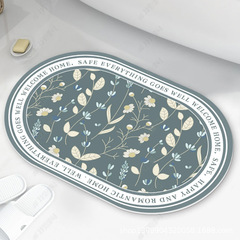 Pastoral style oval bathroom absorbent carpet bathroom bathroom entry door mat simple printed bathroom mat