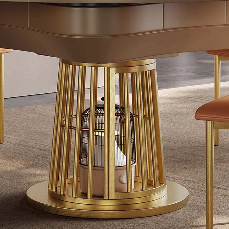 Mesa de mahjong multifuncional, mesa de comedor, máquina de mahjong automática de doble uso, calentador en forma de pétalo de fuego de invierno para el hogar