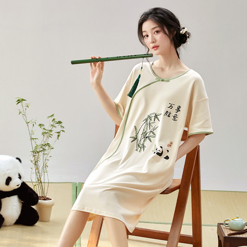 Pijama de mangas cortas de estilo antiguo de verano de estilo chino nuevo pijama de estilo chino de verano de algodón delgado ropa de hogar se puede usar