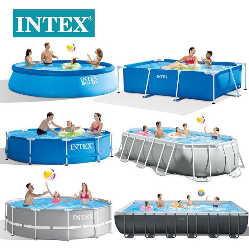 INTEX square bracket pool butterfly pool semi-inflatable swimming pool children's family paddling pool wholesale