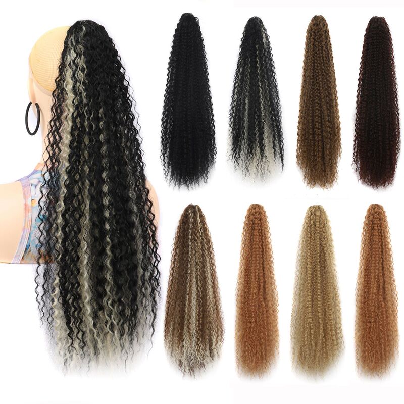Europe and the United States best selling wig ladies ponytail grab clip deep hand wrapped curly hair ponytail hair chemical fiber claw clip wig wholesale