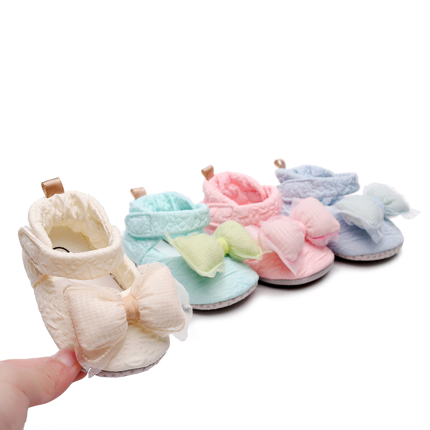 Factory direct sales 2023 spring new embossed bow princess shoes baby single shoes toddler shoes