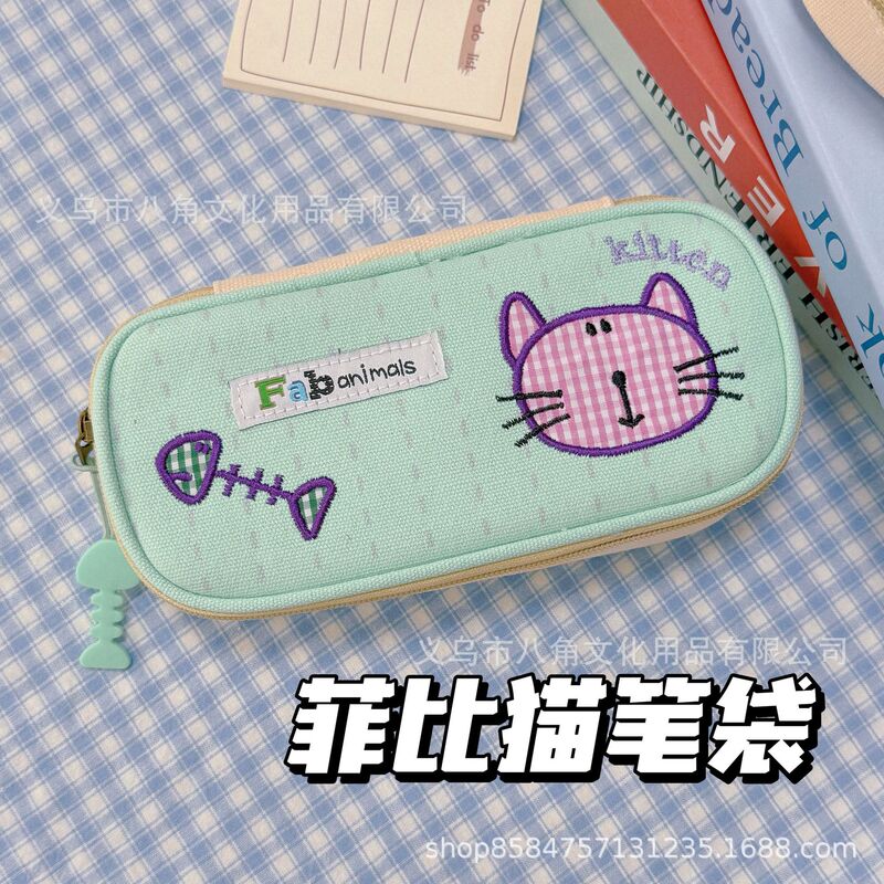 菲比猫笔袋韩版卡通小猫咪笔袋学生大容量多层文具盒小学生文具袋|undefined