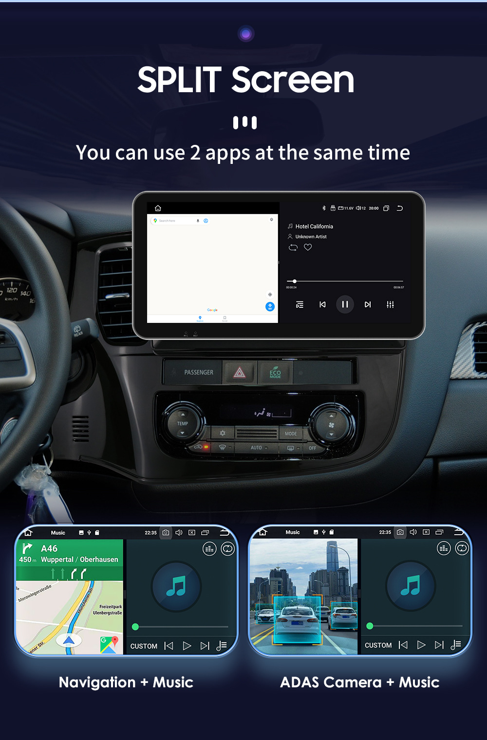 10.33inch Suitable for 12-18 Mitsubishi Outlander 3Rd Generation Car Central Control Navigation Bluetooth Wireless Carplay