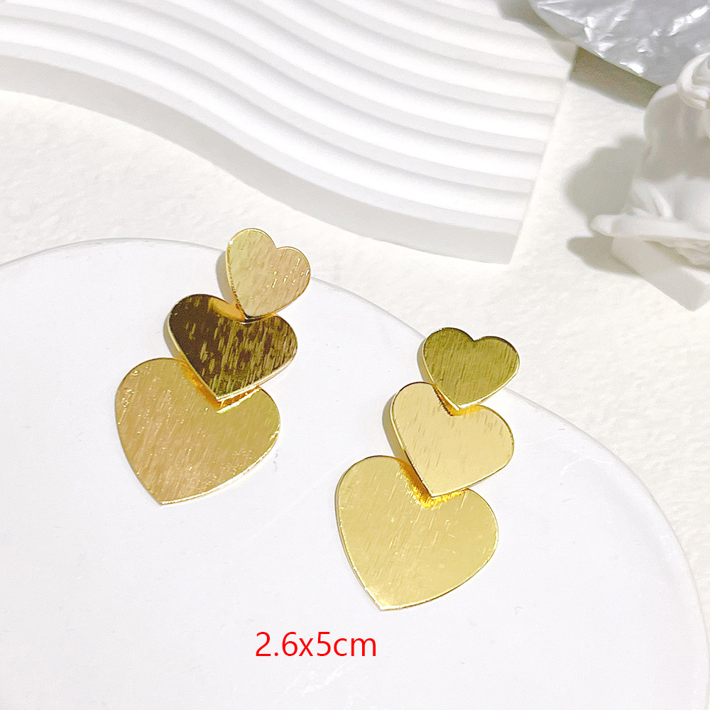 1 Pair Sweet Heart Shape Plating Metal Drop Earrings display picture 2