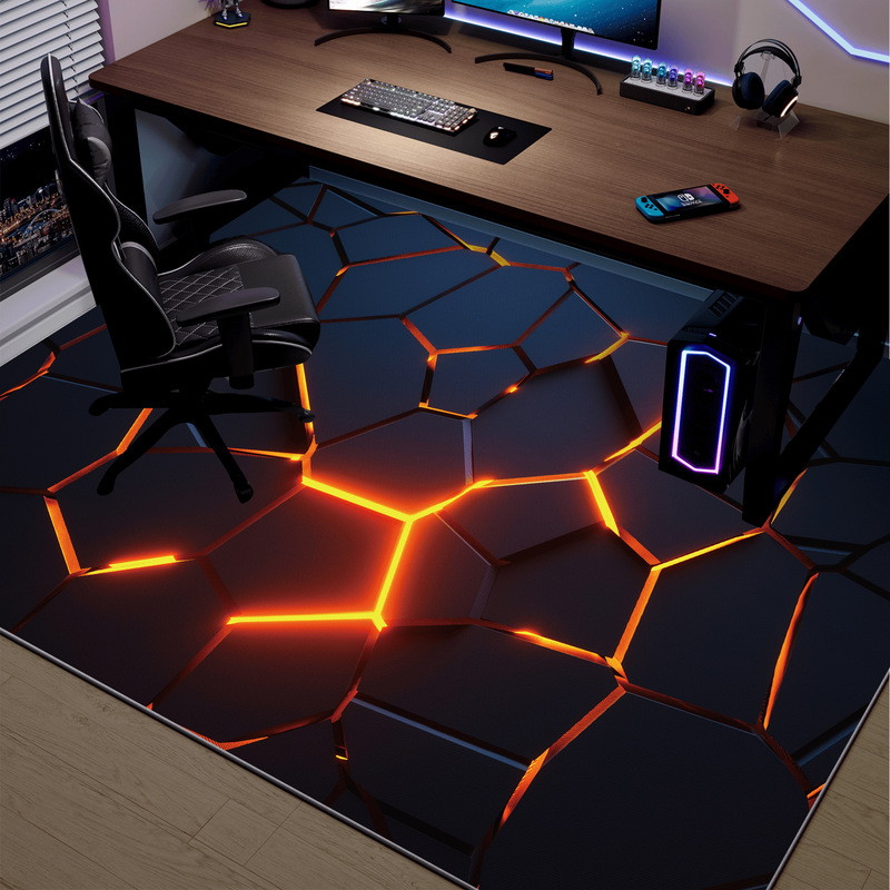 E-Sports Room Carpet, Boys' Bedroom, Silicone Anti-Slip Study Room, Stain-Resistant Mat, Computer Chair Swivel Chair Special