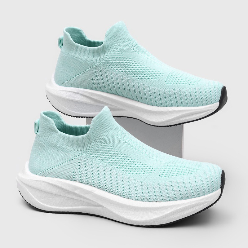 Tenis Tipo Calcetín para Correr de PU, Malla y TPU Sin Cordones Ligero para Uso Casual