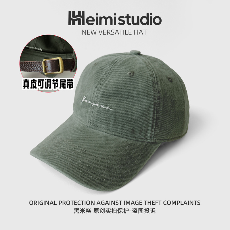 卸売25初秋の新しいスタイルの男性と女性用のウォッシュ加工と古い野球帽、韓国風の文字刺繍ベルト付きひさしキャップ、顔が小さく見える|undefined