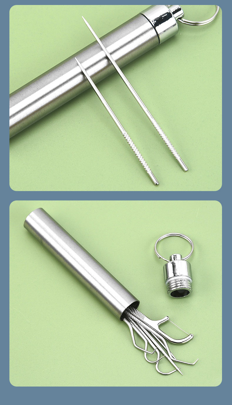 Stainless steel tooth cleaning set, portable