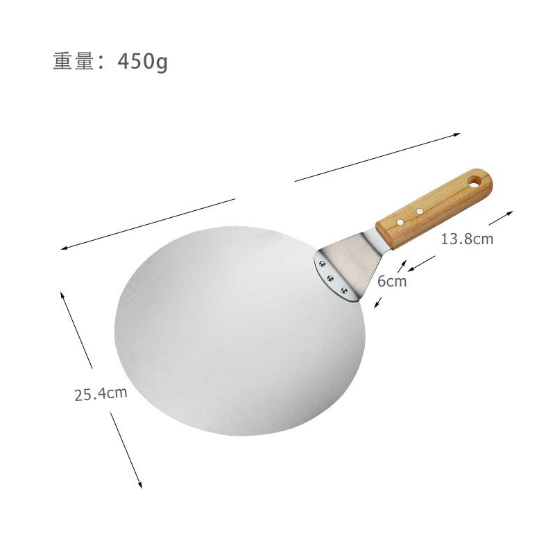 Herramientas de horneado en stock, herramientas de pizza, pala de pizza de 10 pulgadas, transferencia de alimentos, mango de madera de acero inoxidable, pala de pizza image 2