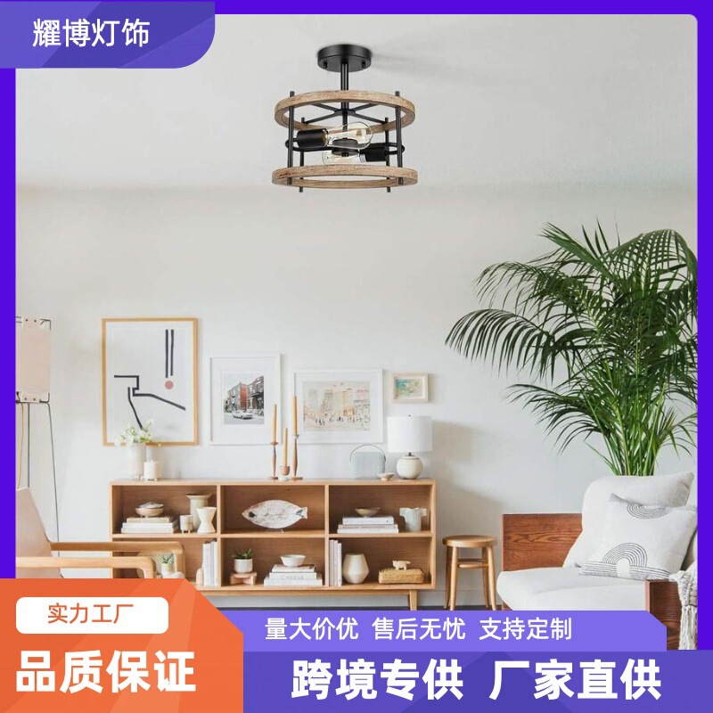 Industrial Farmhouse Ceiling Light Corridor Entrance Bedroom Balcony Farmhouse Retro Semi Flush Mount Ceiling Light