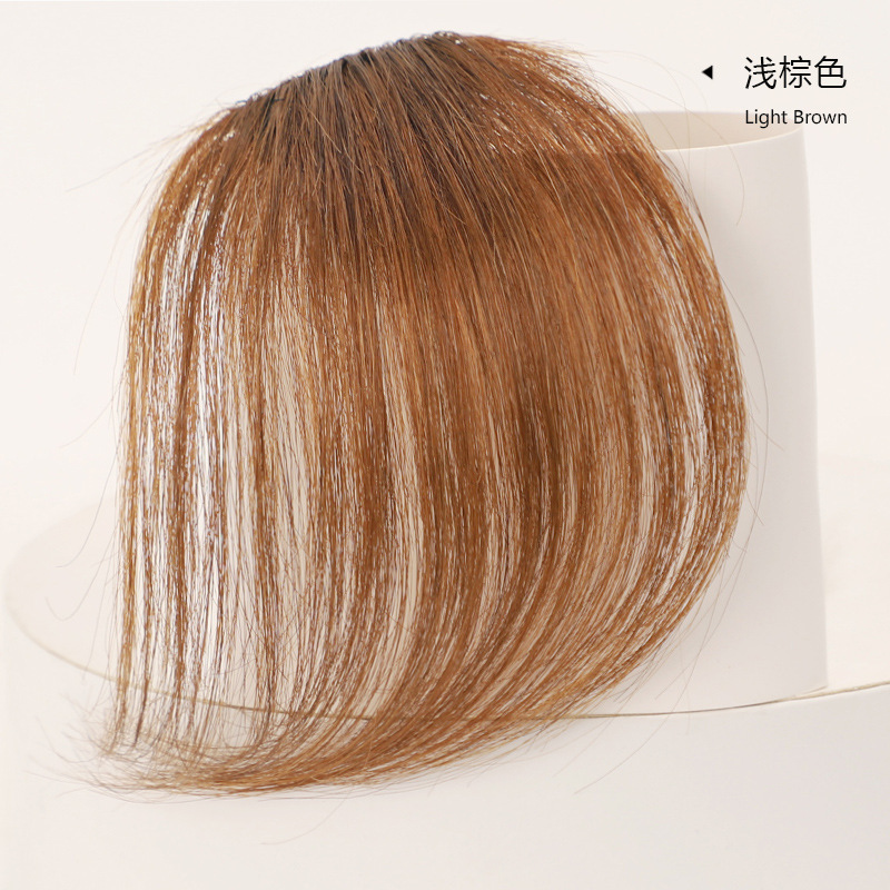 Honxiu Choice-手織りリアルヘアナチュラルエアバングミニ軽量斜め前髪ウィッグピース女性用、曲率付き|undefined
