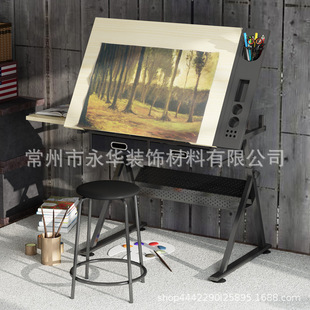可升降书画绘图桌画图画案美术制图绘图桌美式书桌油画工作台桌子-阿里巴巴