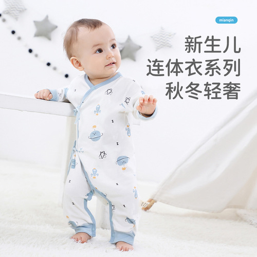 Baby clothes pure cotton Category A underwear newborn butterfly clothing male and female baby long-sleeved spring and autumn crawler clothing jumpsuit