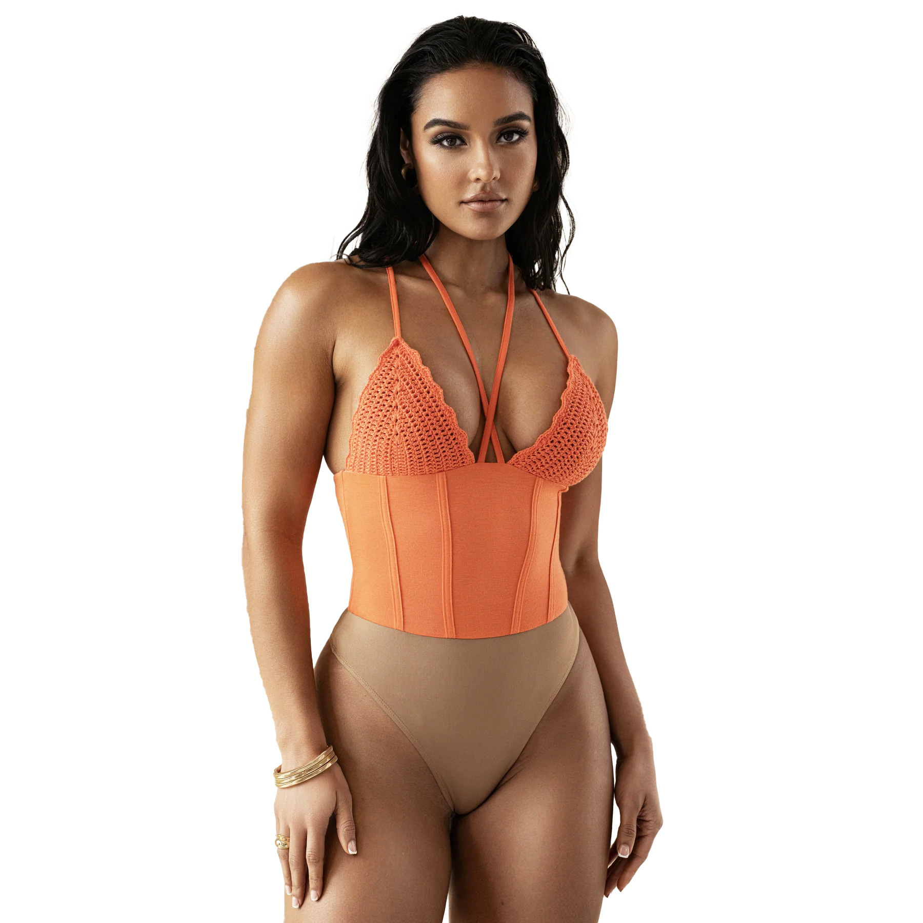 Summer Women Clothing Sexy Sling Bare Back Jumpsuit Hollow Out Knitted Skirt Set 42 Summer Women Clothing Sexy Sling Bare Back Jumpsuit Hollow Out Knitted Skirt Set