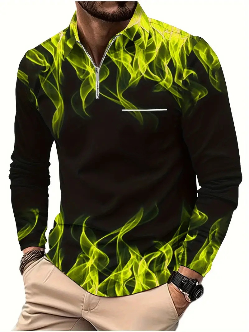 Otoño e invierno todo-fósforo estilo de Hong Kong guapo suéter de manga larga estilo minimal neutral temperamento fresco cremallera camisa POLO MB14