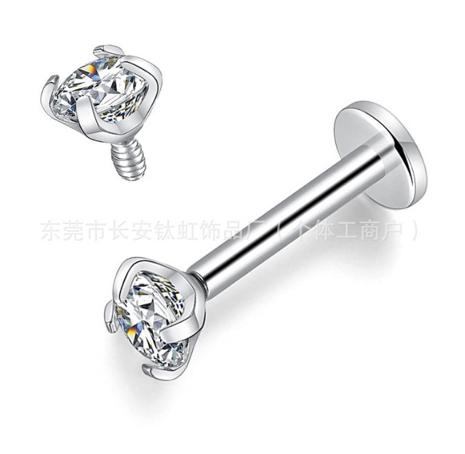 f136钛合金耳钉养耳洞内螺旋锆石耳骨钉唇钉g23钛穿刺饰品批发|undefined