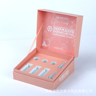 Source Factory Classy Customized Pink Beauty Supplies Gift Box Book-Shaped Magnetic Seal Box with Ribbon and Eva Inner Tray