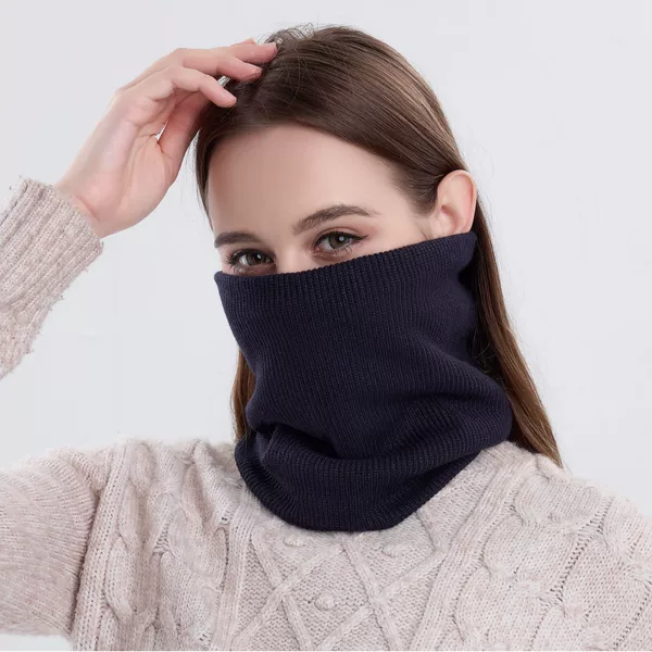 Unisex Autumn and Winter Fleece-Lined Thickened Neck Warmer for Outdoor Cycling, Trendy Simple Knitted Neck Gaiter Scarf