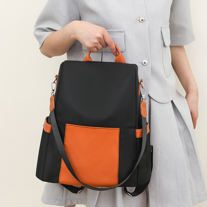 Korean Style New Fashion Oxford Cloth Lightweight Anti-splashing Shopping Anti-theft Bag Simple Casual Contrast Color Stitching Backpack