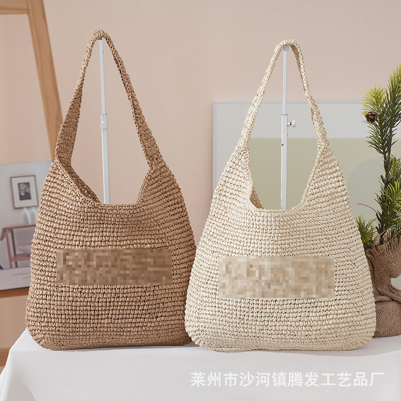 New Holiday Style Straw Bag Women's Shoulder Bag Large Capacity Casual Seaside Vacation Beach Portable Woven Bag