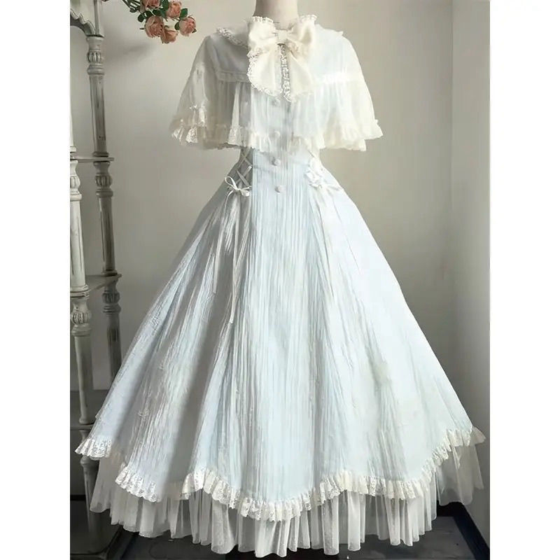 Small Wind Chime Elegant Aqua Wind Chime Cla Series Summer New Elegant Princess Style Lolita Heavy Industry Dress for Women