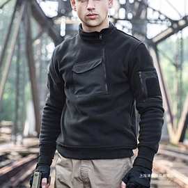 2023户外抓绒衣男士秋冬运动加厚外套摇粒绒加绒保暖套头打底衫无