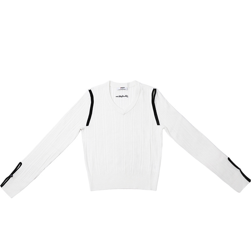 Áo len nữ chơi golf PGM cổ tim đào mùa thu đông ấm áp — YF754 [váy len ấm/thiết kế rỗng/viền và giảm béo] áo len trắng