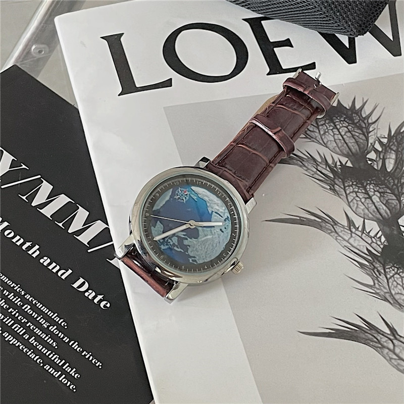 Blue Earth Watch for Boys and Girls Ins Style Pointer Type Handsome Stylish Non-Colliding Universe Galaxy Youth