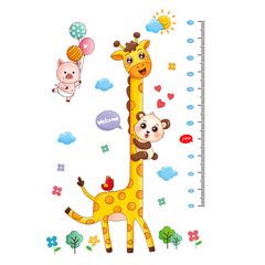 Children's room layout giraffe height sticker kindergarten wall decoration wall sticker cartoon sticker wallpaper self-adhesive