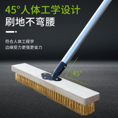 Floor brush steel wire brush hardened and extended hard hair hotel brush for cleaning long handle bathroom wood handle home degreasing