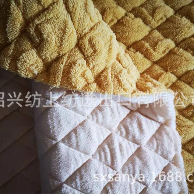 新款现货单面双面舒棉绒提花 麻花复合棉衣 加厚夹棉绗缝家居服面