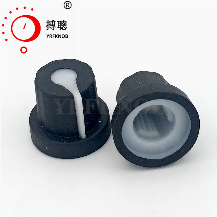 YRFKNOB塑胶旋钮直径16*15高橡胶7字标编码电位定时波段开关旋钮
