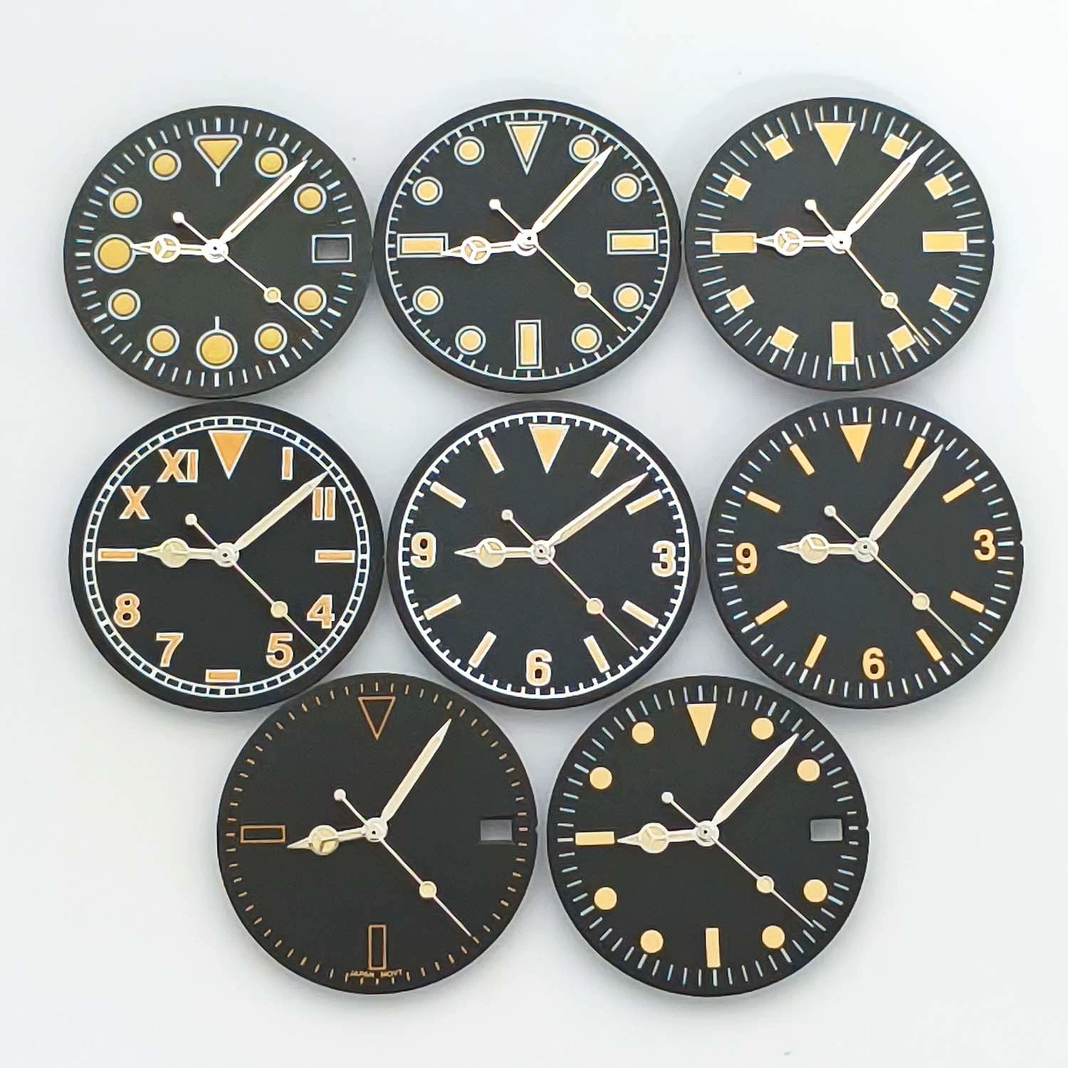 Аксессуары для часов, масляный циферблат диаметром 28,5 мм + игла, зеленая, светящаяся, подходит для механизмов NH35/36 и 8215/2813.