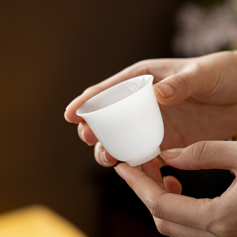 墨己璞玉茶具冰种羊脂玉瓷陶瓷品茗杯小号功夫茶具家用茶杯单杯|undefined