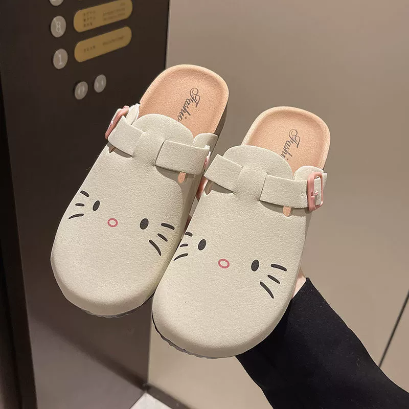 Нишевые котики милые Birkenstock обувь для женщин лето 2024 новые толстые подошвы мешок-носок сандалии носки тапочки полудраные тапочки