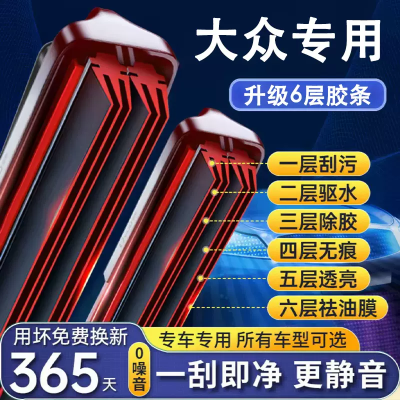 新款适用大众专用高清无骨雨刷片