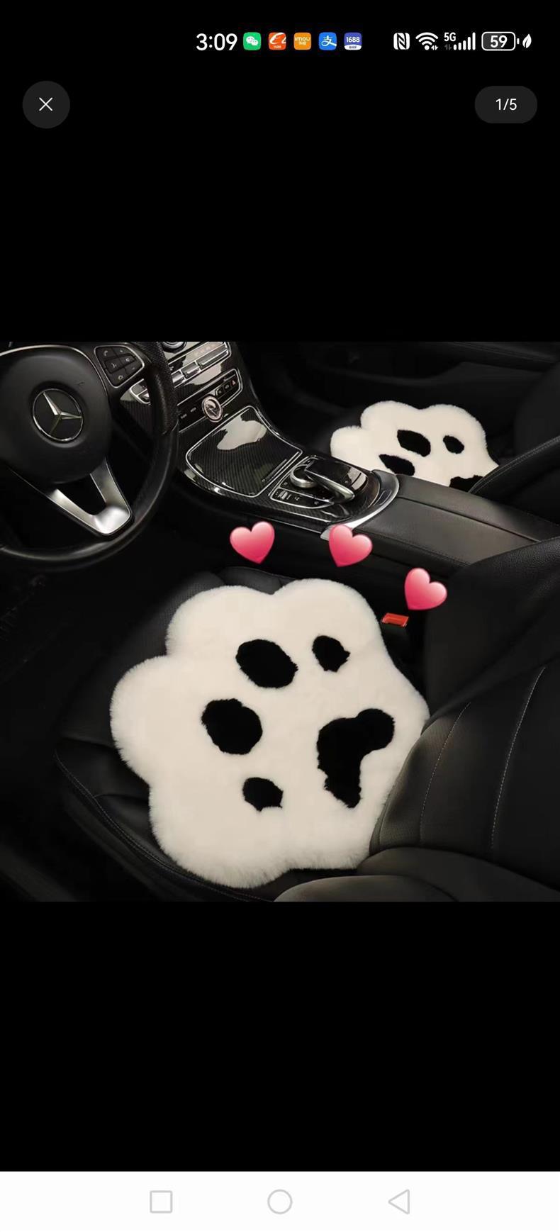 Car Seat Cushion Winter Plush Single Piece Ins Trendy Cat Paw Goddess Style Cute Warm Driver's Seat Cushion
