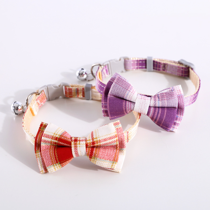Comercio exterior mascotas gatos perros campana ajustable a rejilla rayas británicas arco corbata desmontable collar de nylon