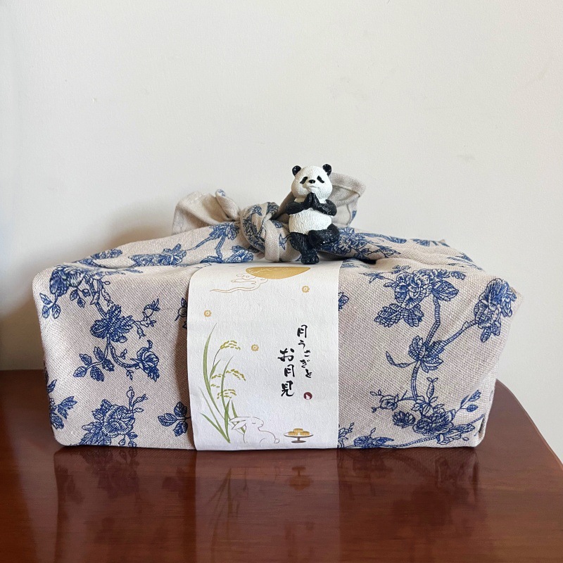 国风青花瓷风吕敷日式和风包裹巾方巾棉麻包裹布包袱皮手帕野餐布