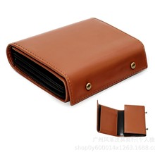 亚马逊热销男士真皮钱包 二层皮撞色三折短款钱包box箱型钱包財布