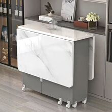 家用折叠餐桌小户型可移动带轮简易长方形多功能餐厅宿舍吃饭桌子