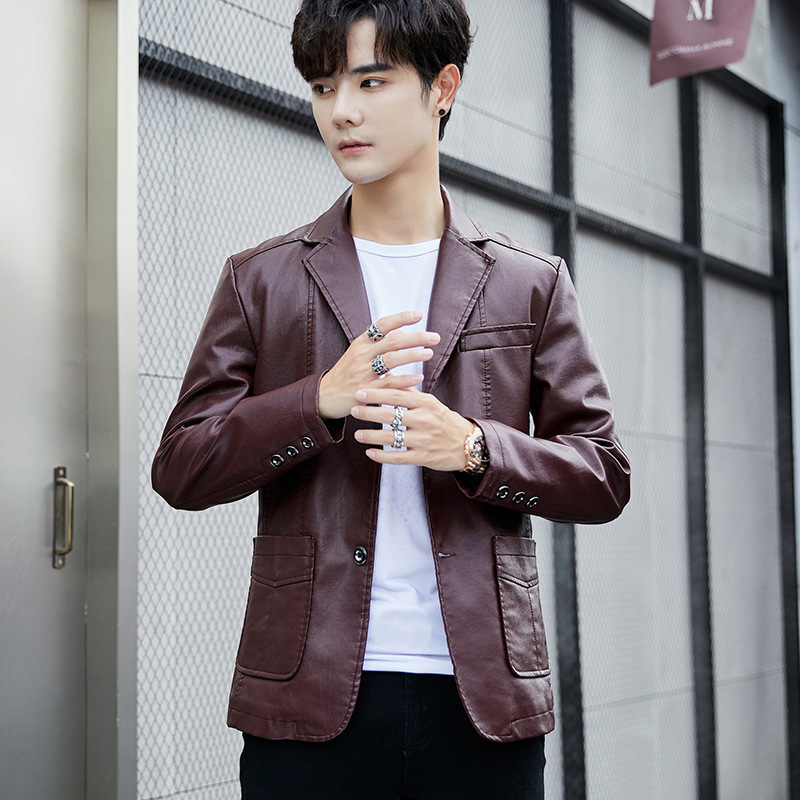 Chaqueta de cuero para hombre 2024 primavera y otoño nueva moda locomotora delgada versión coreana hermosa chaqueta de cuero de negocios de cuero para jóvenes